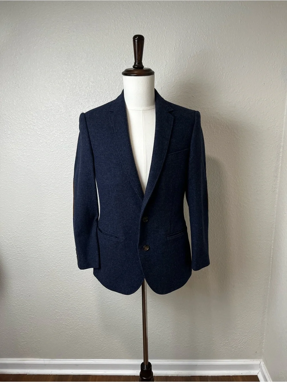 J. Crew Navy Blue Wool Tweed Two-Button Blazer Jacket Size 36S